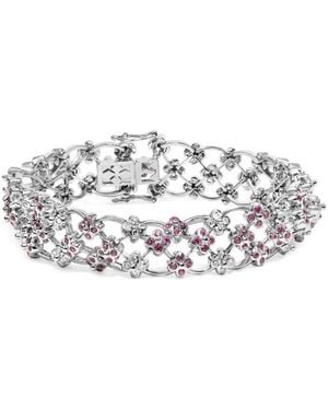 Haus of Brilliance 14K Sapphire And Diamond Floral Lattice Link Bracelet - Metallic