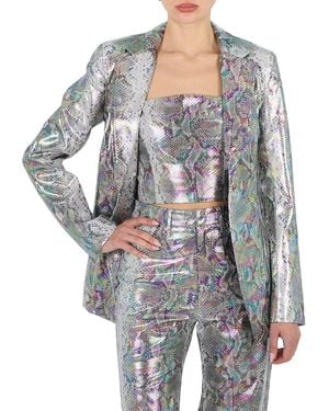 ROTATE BIRGER CHRISTENSEN Ladies Spiced Plum Comb Snake Print Blazer - Grey