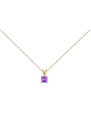 Haus of Brilliance 14K 5X5 Mm Square Shaped Amethyst Solitaire Pendant Necklace - Metallic