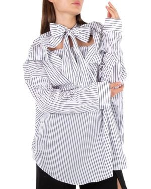 Balenciaga Pinstripe Knotted Shirt, Brand Size 36 (Us - Blue