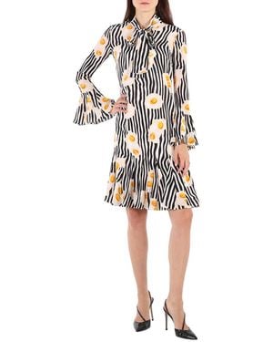 Moschino Ladies Fantasy Print Egg Print Dress - White