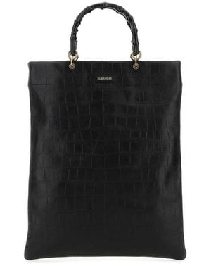 Jil Sander Leather Medium Shopping Bag - Black
