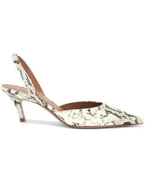 AMINA MUADDI Sofia 60 Shiny Snakeskin Print Leather Slingbacks - Metallic