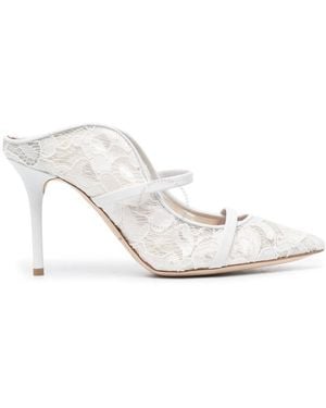 Malone Souliers Maureen 8 Lace Stiletto Mules - White