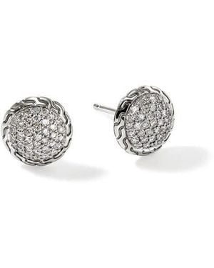 John Hardy Essential Pav Stud Earring, Sterling, Diamonds, 10Mm - White