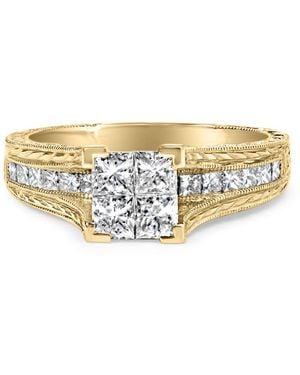Haus of Brilliance 14K 1.0 Cttw Princess Composite Diamond Engagement Ring - White