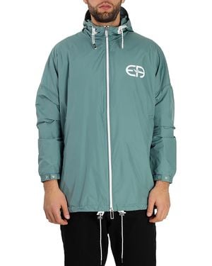 Emporio Armani Logo Print Hooded Blouson Jacket - Green