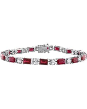 Created Forever 7 1/5Ct Tgw Created Ruby And 2 7/8Ct Tw Lab-Grown Tw Diamond Tennis Bracelet - Red