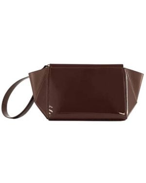 Mlouye Patent Medium Triangle Pouch - Brown