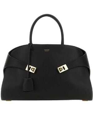 Ferragamo Hug Medium Leather Handbag - Black