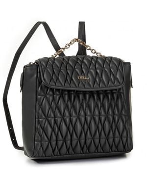 Furla Ladies Pin Cometa S Leather Backpack - Black
