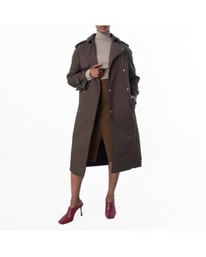 Burberry Long Quilted Trench Coat - Brown
