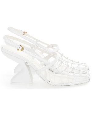 Ferragamo Shay 85 Cage Slingback Sandals - White