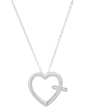 Kylie Harper Sterling Cz Heart Cross Pendant - Metallic