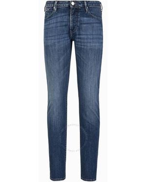 Emporio Armani J06 Slim-Fit Twill-Melange Jeans, Waist - Blue