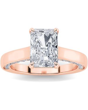 Mure And Co 1.25Ctw Radiant Shaped Lab Grown Diamond (F/Vs) Accented Bridge Shank Engagement Ring - Multicolour