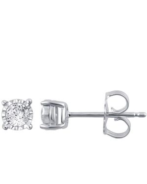 DiamondMuse Diamond Muse 0.10 Cttw Over Sterling Solitare Stud Earrings For - Metallic
