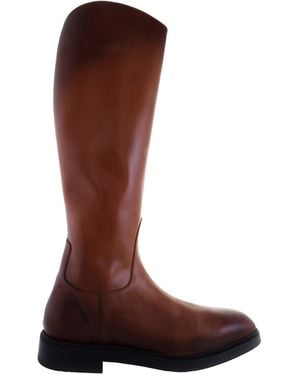 Ferragamo Fluid Leather Riding Boots - Brown