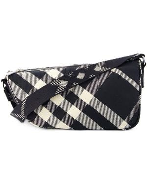Burberry Check-Pattern Synthetic Crossbody Bag - Black