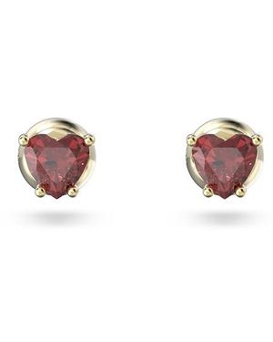Swarovski Ladies Stilla-Tone Plated Heart Stud Earrings - Pink