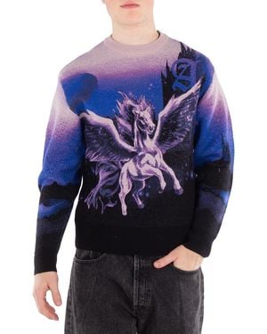 Aries Woollen Jumper Pegasus Print Jumper - Blue