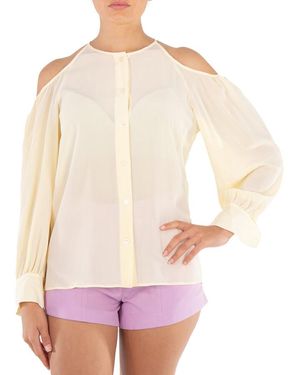 Stella McCartney Ladies Off Shoulder Silk Blouse - Yellow
