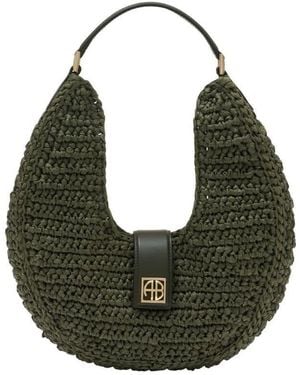 Anine Bing Crocheted Cotton Shoulder Bag - Green