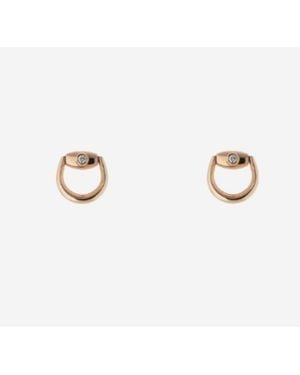 Gucci Horsebit Diamond Stud Earrings - Metallic