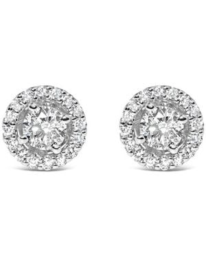 Haus of Brilliance 14K 3/4 Cttw Lab Grown Diamond Solitaire With Halo Stud Earrings (G-H Colour, Vs2-Si1 Clarity) - Metallic