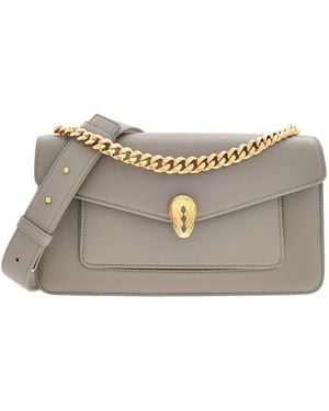 BVLGARI East-West Serpenti Shoulder Bag - Grey