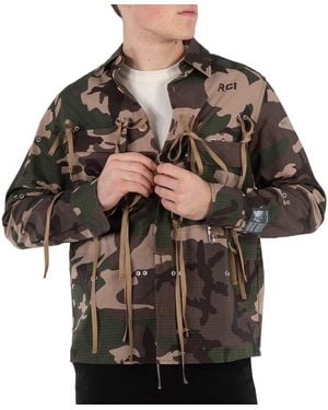 Reese Cooper Camo Modular Pocket Button Down Shirt - Green