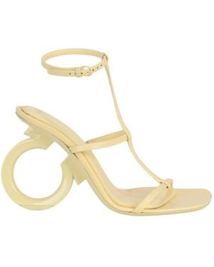 Ferragamo Elina T-Strap Gancini Sandals - Metallic