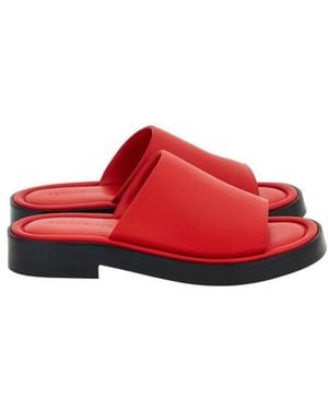 Ferragamo Giunone Leather Slide Sandals - Red