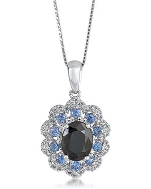 DiamondMuse Diamond Muse 14Kt Sapphire Diamond Accent Pendant Necklace For - Blue