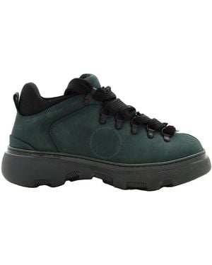 Burberry Nubuck Lace Up Trek Boots - Green