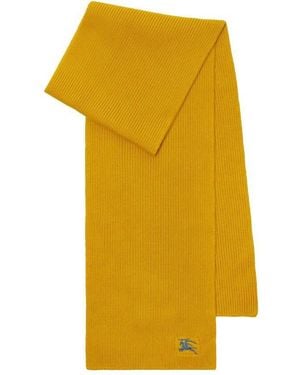 Burberry Ekd Ribbed-Knit Cashmere Scarf - Yellow