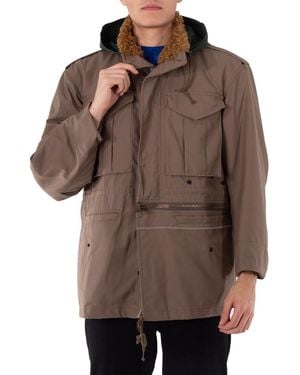 Kolor Shearling-Collar Drawstring Jacket, Brand Size 1 - Brown