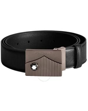 Montblanc 35 Mm Saffiano-Printed Leather Belt - Black