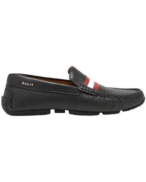 Bally Pacos Stripe Detail Leather Drivers, Brand Size 5.5 Us - Black