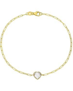 Kylie Harper Ladies 14K Petite Heart-Cut Topaz Paper Clip Bracelet - Metallic