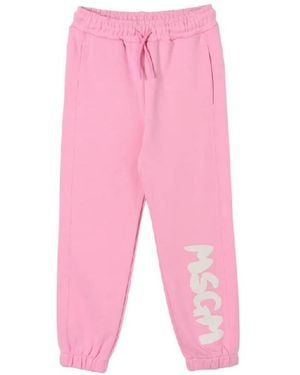 MSGM Logo-Printed Cotton Sweatpants - Pink