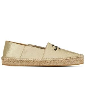 Ferragamo Logo-Embroidered Metallic Espadrilles - Natural