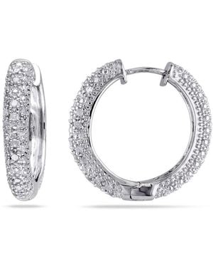 Amour 1/2 Ct Tw Diamond Hoop Earrings - Metallic