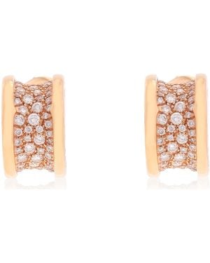 BVLGARI B.Zero1 18K Rose Diamond Pave Earrings - Multicolour