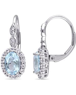 Amour Oval Shape Topaz, Topaz And Diamond Accent Vintage Leverback Earrings - Metallic