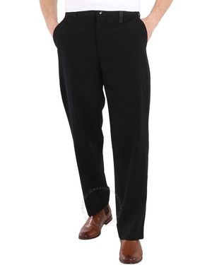 Burberry Classic Fit Velvet Trim Wool Tailored Pants, Brand Size 50 (Waist - Black
