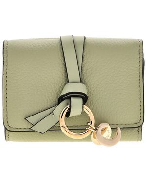 Chloé Alphabet Leather Tri-Fold Wallet - Green