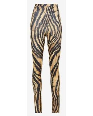 Roberto Cavalli Zebra-Print High-Waist Leggings, Brand Size 38 Us - Multicolour