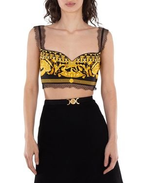Versace Barocco Printed Bralette Top, Brand Size 36 Us - Black