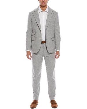 Brunello Cucinelli Pearl Wool Blend Three-Button Suit, Brand Size 52 (Us - Grey